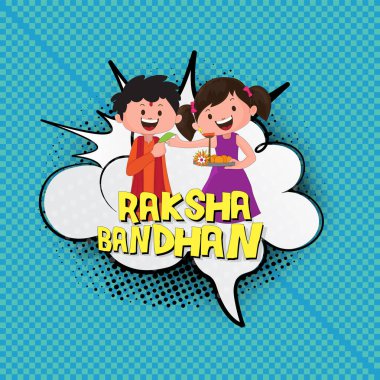 Pop art stil mutlu kardeş kutluyor Raksha bandhan Festivali png arka plan üzerinde karakter.