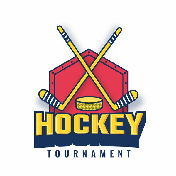 Vector Illustration Hockey Stick Puck Hockey Tournament Badge Logo Design — Stock Vector