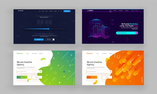 Sito Web Immagine Eroe Landing Pages Set — Vettoriale Stock