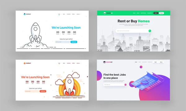 Website Held Afbeelding Landing Pages Set — Stockvector