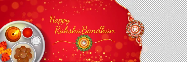 달콤한 Raksha Bandhan 축제에 꽃으로 꾸며진된 플레이트 미디어 디자인 — 스톡 벡터