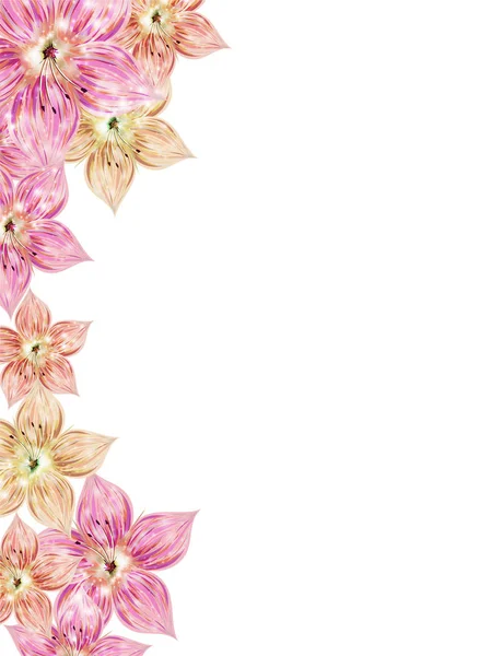 Design Cartão Saudação Floral Com Flores Lírio Decoradas Fundo Branco —  Vetores de Stock