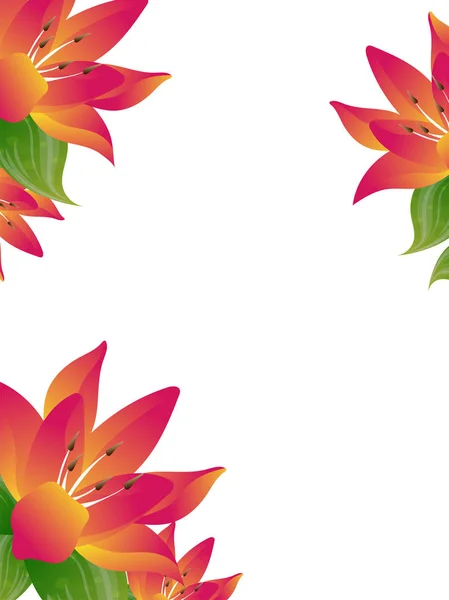 Дизайн Цветочных Открыток Красивыми Цветами Листьями Белом Фоне — стоковый вектор