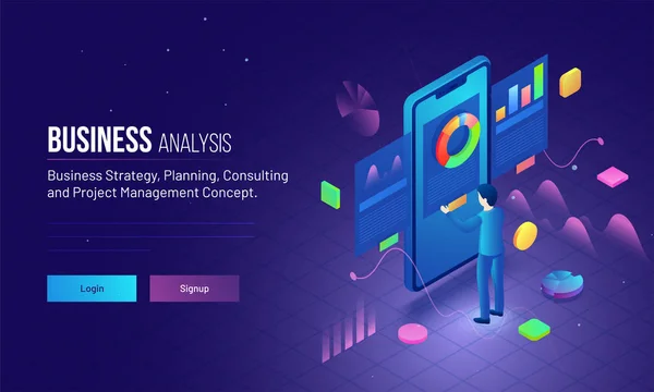 Illustratie Van Een Zakenman Analyse Zijn Bedrijf Groei Voor Business — Stockvector