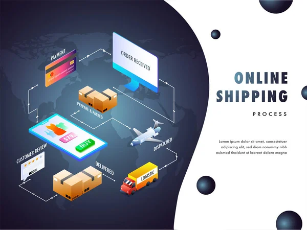 Online teslimat sürecini, ürün sipariş, paketleme, Sevkiyat ve teslimat ile izometrik tasarım. Reklam, Infographic, oyun veya mobil apps simgesi için kullanılabilir.  