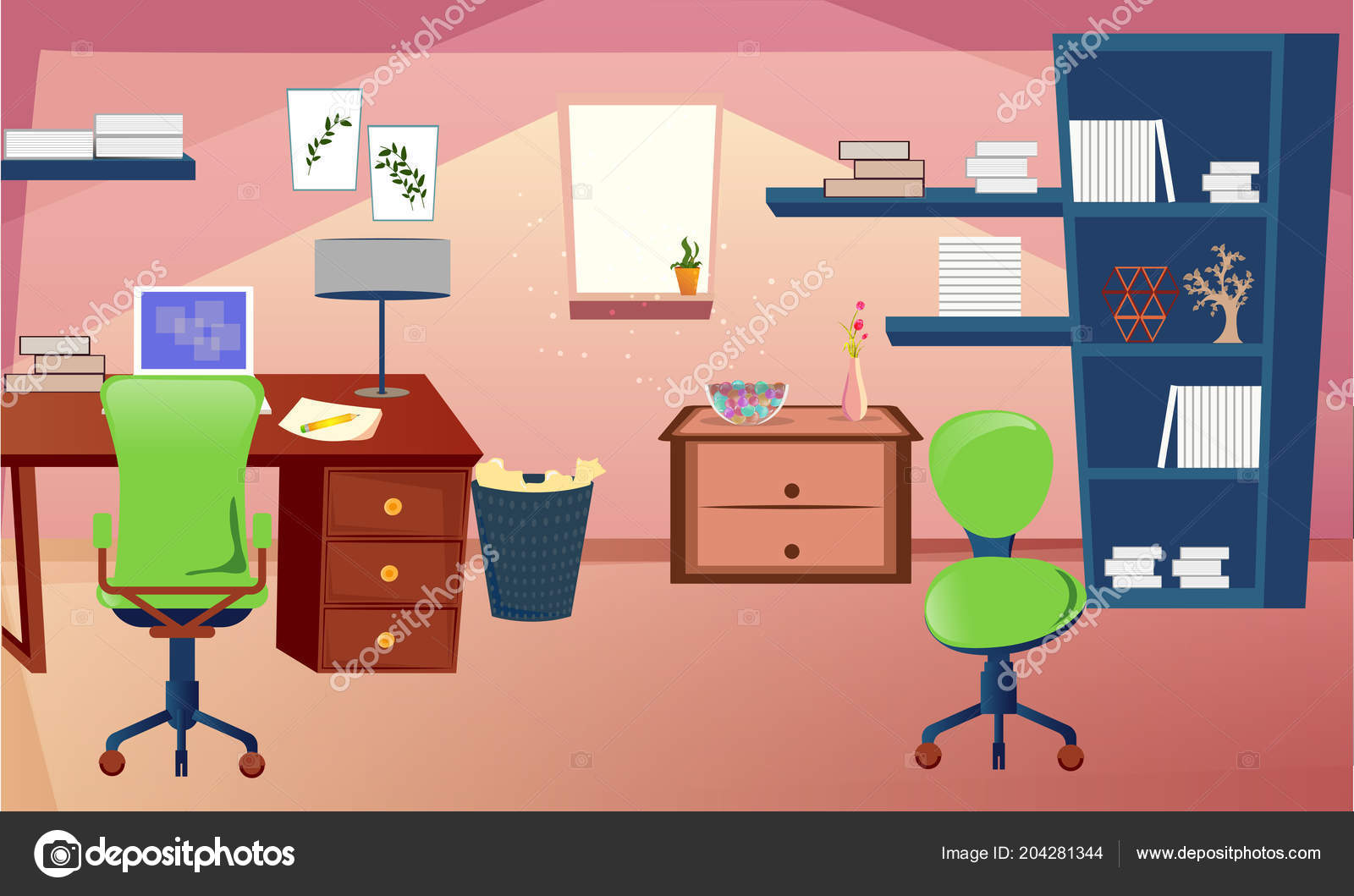 Study Room Living Room Interior Design Flat Style Stock Vector Image by ©alliesinteract #204281344 Study Room Living Room Interior Design Flat Style Stock Vector Image by ©alliesinteract #204281344