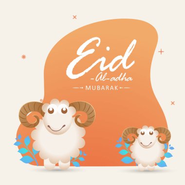 Tebrik kartı tasarımı ile koyun Eid Al Adha Festival kutlama konsepti için soyut çerçeve üzerinde gösterimi.