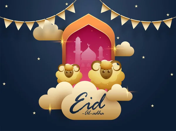 Festival Comunidad Musulmana Eid Adha Celebración Diseño Tarjetas Felicitación Con — Archivo Imágenes Vectoriales