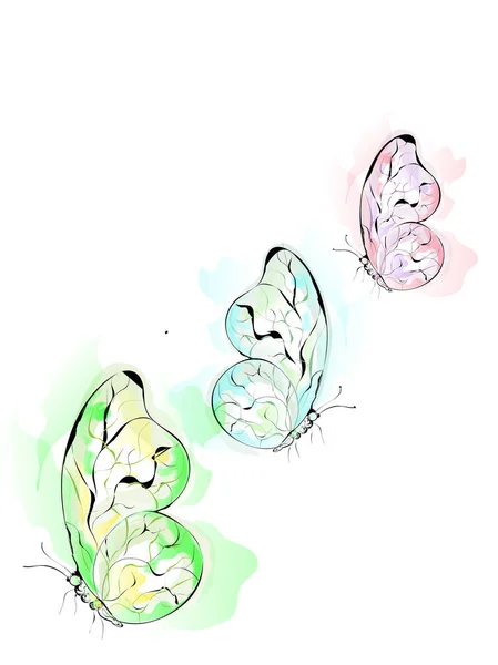 Papillons Effet Aquarelle Sur Fond Blanc Avec Espace Pour Votre — Image vectorielle