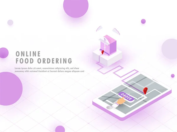 Online Yemek Kavramı Smartphone Online Restoran Teslimat Yemek Mobil Uygulama — Stok Vektör