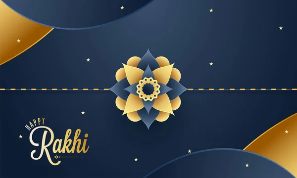 Papier Découpé Style Rakhi Floral Avec Texte Doré Happy Rakhi — Image vectorielle