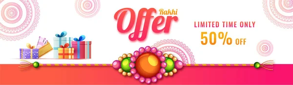 Banner Medios Sociales Diseño Cabecera Con Descuento Oferta Rakhi Hecho — Vector de stock