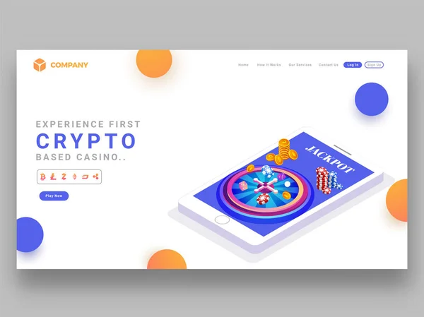 Diseño Landing Page Sensible Con Aplicación Juego Casino Basado Cripto — Vector de stock