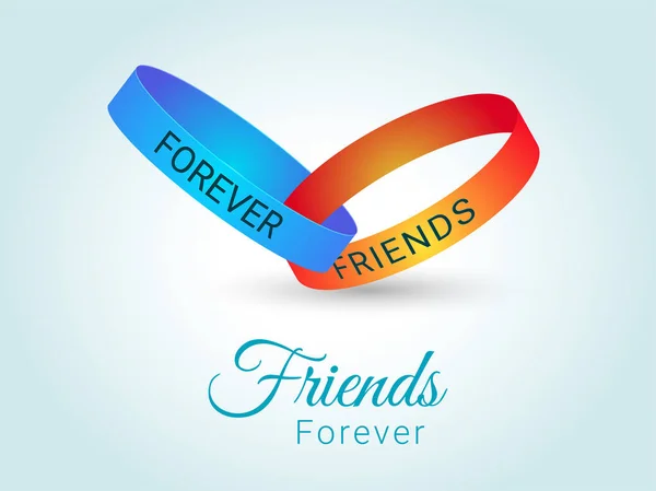 Vector Illustration Friends Forever Band Shiny Blue Background Friendship Day — Stock Vector