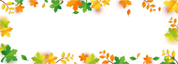 Colorful Autumn Leaves Decorated Banner Design Space Your Message — Stock Vector