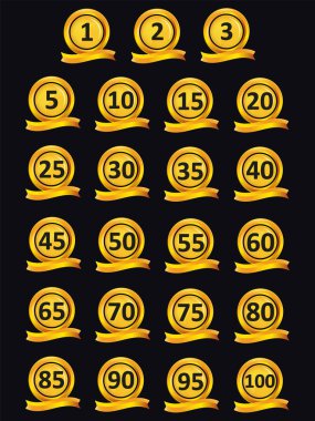 Altın rozet koleksiyonları, vektör çizim.