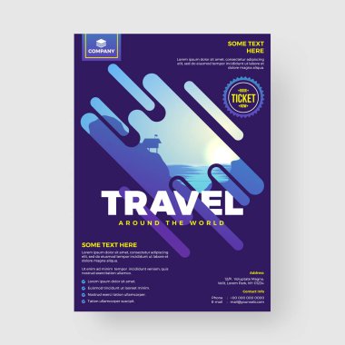 El ilanı veya poster tasarım mekan ve iletişim detayları ile seyahat.