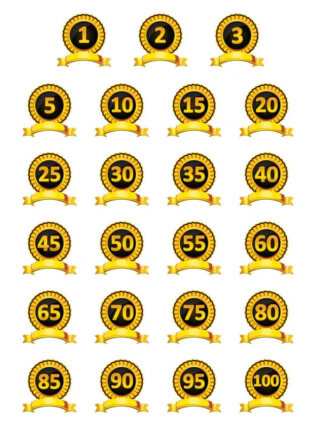 Parlak siyah ve altın rozet koleksiyonu vektör çizim.