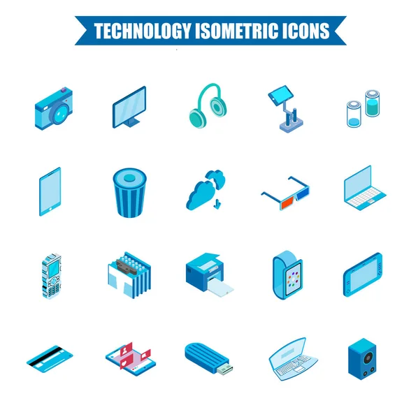 Conjunto Iconos Tecnología Isométrica — Archivo Imágenes Vectoriales
