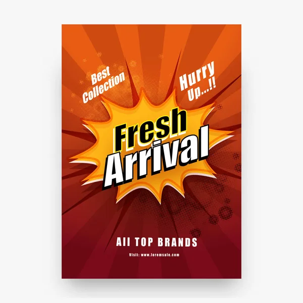 Sale Template Flyer Design Text Fresh Arrival Pop Art Background — Stock Vector
