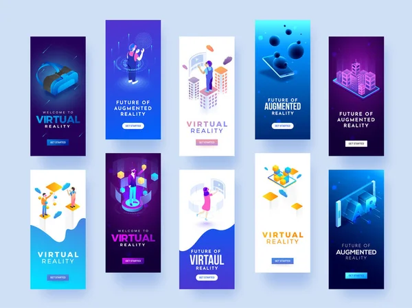 Splash ekran örnekler sanal ya da artar gerçeklik kavramı için kümesi.