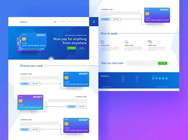 Responsive Lądowania Strony Lub Transparent Projekt Ilustracja Karty Kredytowej Lub — Wektor stockowy