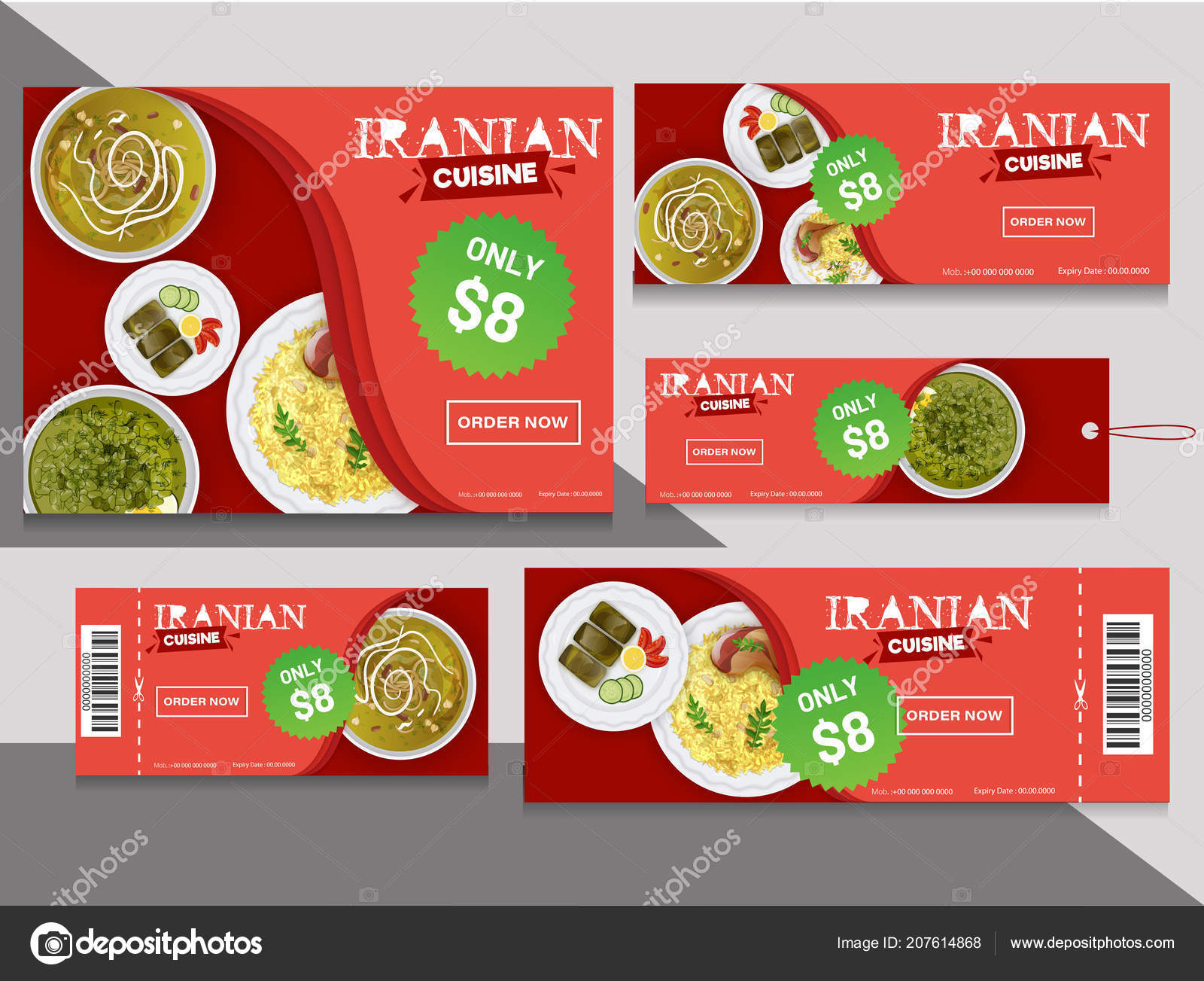 Collection Coupons Tags Discount Offers Iranian Cuisine Restaurants Stock Vector C Alliesinteract 207614868