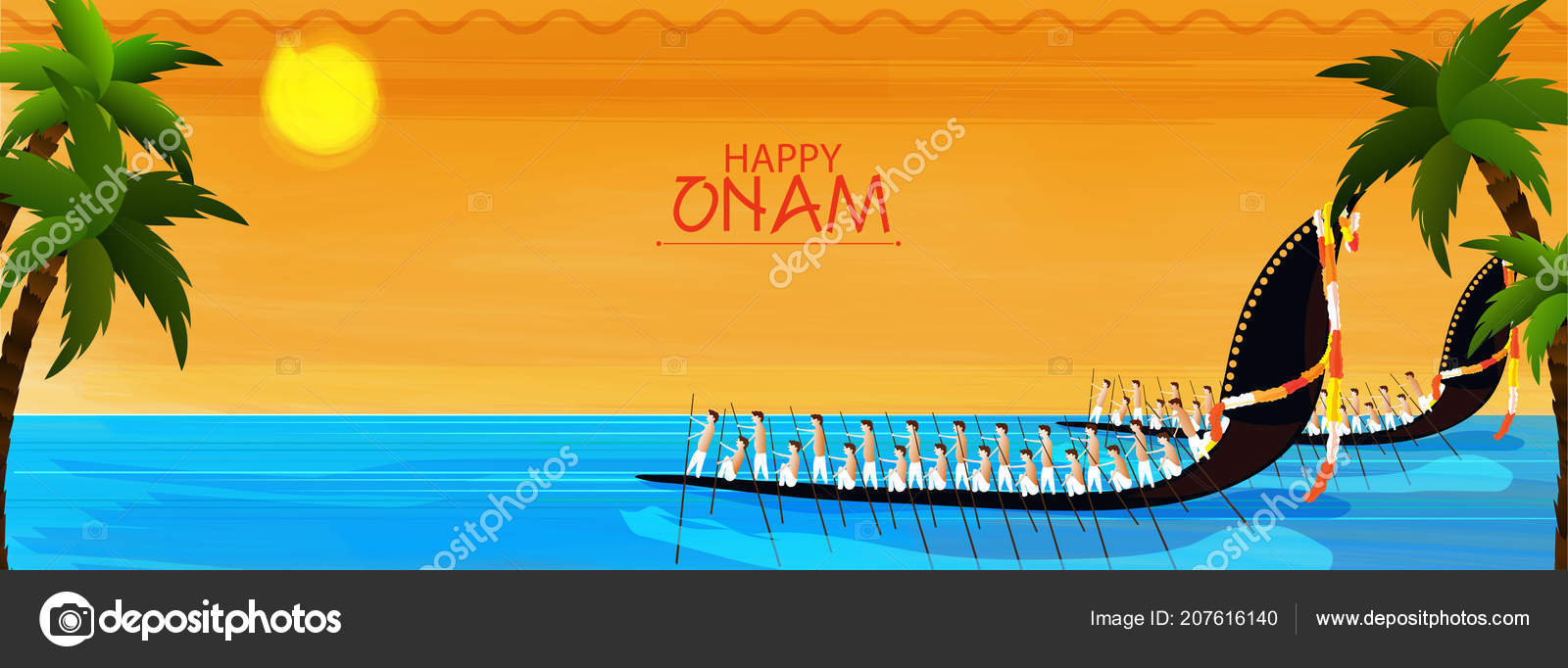 Illustration People Participating Traditional Snake Boat Racing Vallamkali  Tropical Sea Stock Vector Image by ©alliesinteract #207616140