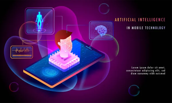 Intelligenza Artificiale Nel Concetto Tecnologia Mobile Chip Del Processore Sullo — Vettoriale Stock