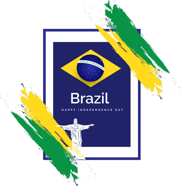 イエス キリストと国旗の色で抽象的なブラシ ストロークの像のイラストとテンプレートやチラシのデザイン ブラジルの独立記念日のお祝い — ストックベクタ