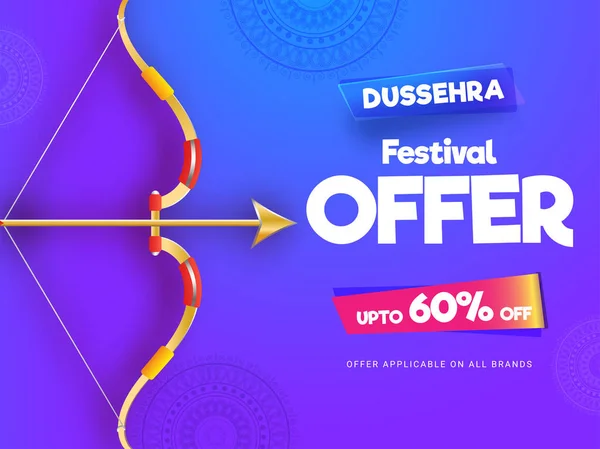 Dussehra Festivali Satılık Başlık Sayfası Veya Poster Tasarımı Ile Indirim — Stok Vektör