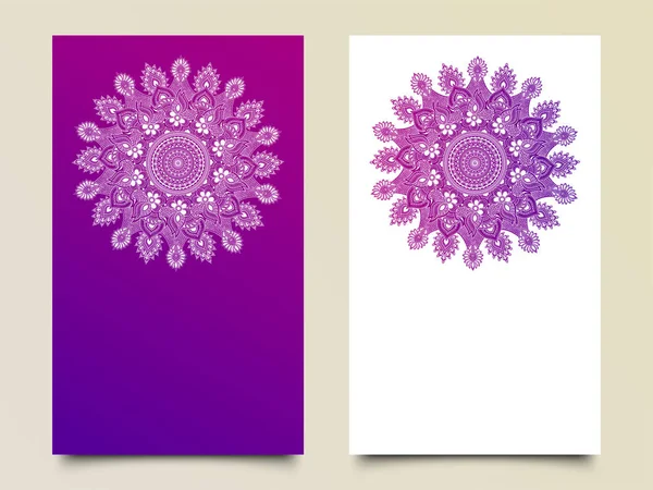 Belos Cartões Convite Florais Com Design Mandala Diferente — Vetor de Stock
