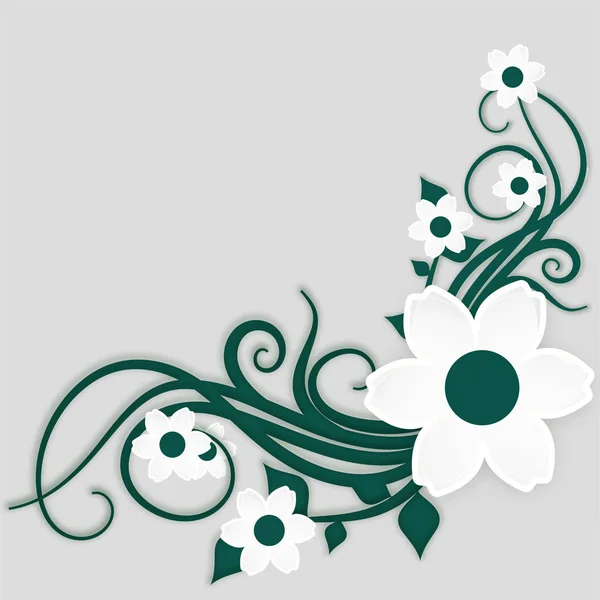 Diseño Floral Estilo Corte Papel Verde Blanco Sobre Fondo Gris — Archivo Imágenes Vectoriales