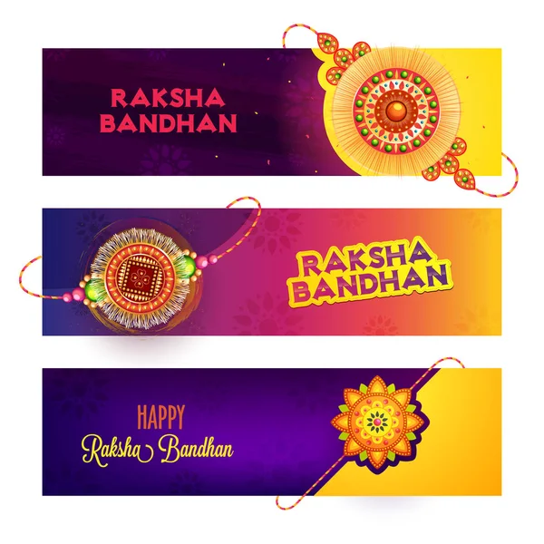 Collection Website Headers Banners Raksha Bandhan Celebration Concept — Stock Vector