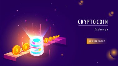 Kripto sunucusu, sanal para Satım Cryptocoin Exchange konsepti için dijital ışınları geçen gerçek para için çizimi.