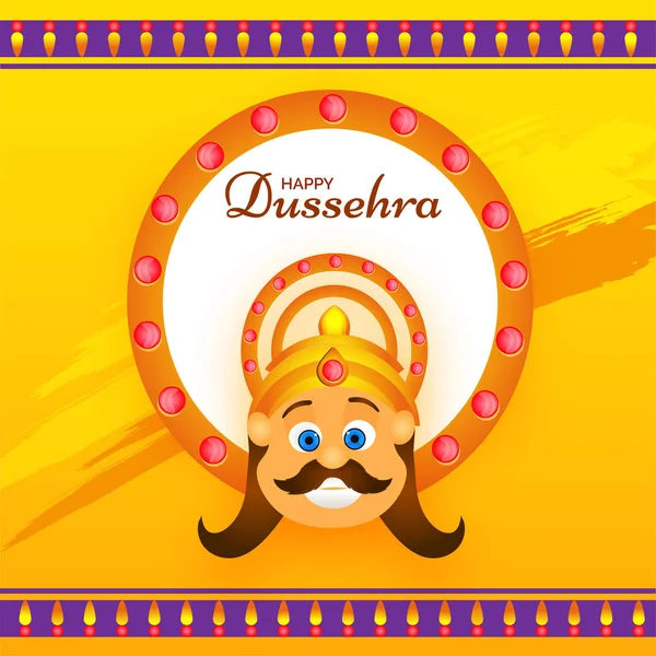 Carte Voeux Happy Dussehra Avec Illustration Visage Demon Ravana Sur — Image vectorielle