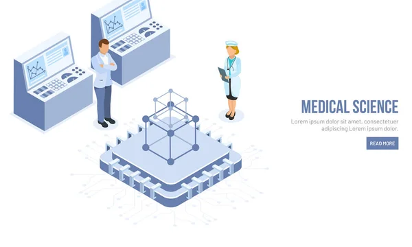 Equipamento Médico Isométrico Caráter Médico Enfermeiro Para Conceito Ciência Médica — Vetor de Stock