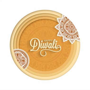Dairesel çerçeve sticker tarzı çiçek mandala Diwali festivali kutlama için süslenmiş. Tebrik kartı tasarımı olarak kullanılabilir.