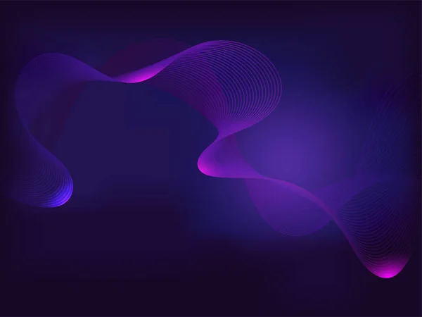 光沢のある青の背景に紫の抽象的な波 — ストックベクタ