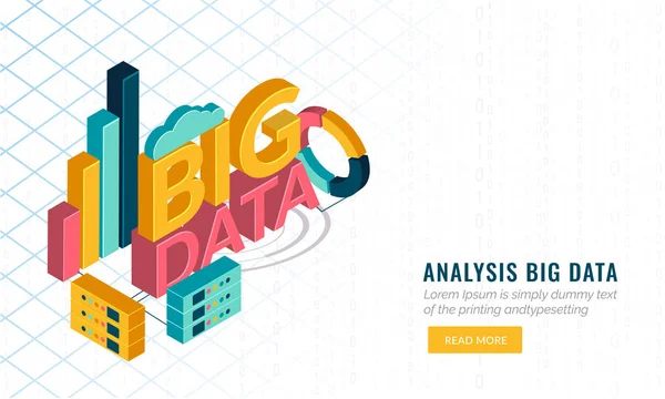 Text Big Data Mit Infografik Elementen Und Webserver Auf Grid — Stockvektor