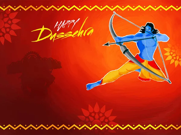 Hindu Mythological Lord Rama Taking Aim Demon Ravana Concept Dussehra — Stock Vector