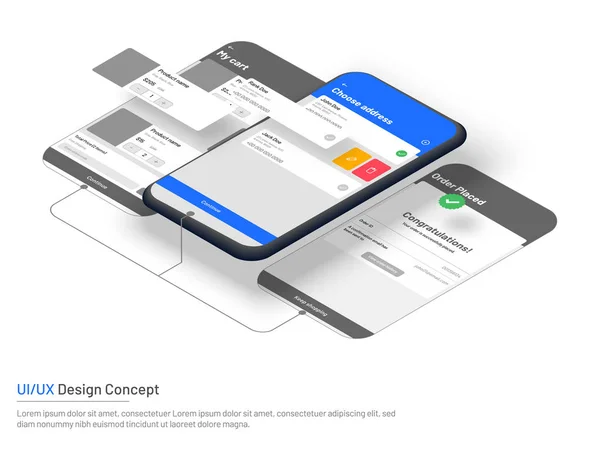 Estructura Del Sitio Web Para Comercio Electrónico Ilustración Isométrica Del — Vector de stock