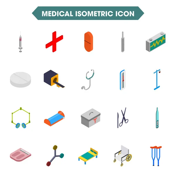 Raccolta Icone Isometriche Mediche — Vettoriale Stock