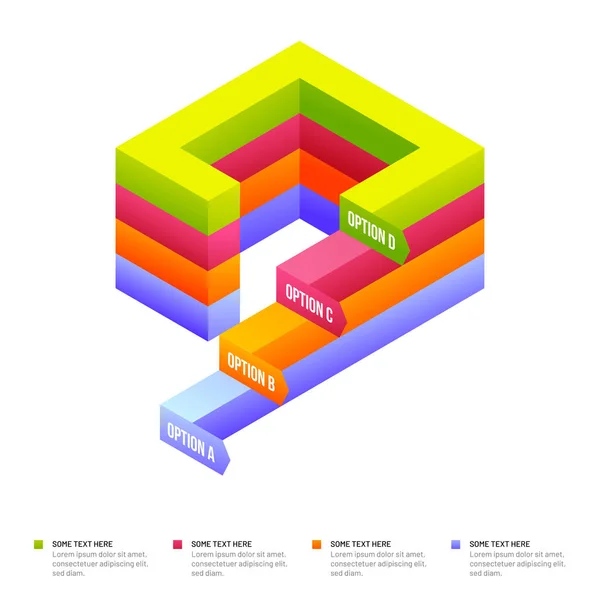 Elementi Infografici Colorati Isometrici Con Diversi Livelli Sfondo Bianco Crescita — Vettoriale Stock