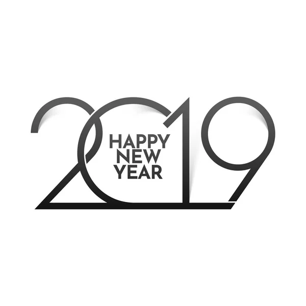 幸せな新年のグリーティング カード デザインの白い背景にスタイリッシュなテキスト 2019 — ストックベクタ