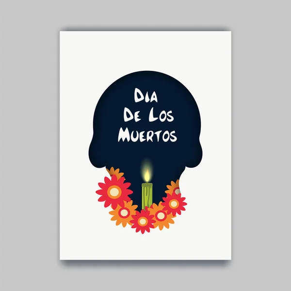 Pozdrowienie Projekt Karty Napisem Dia Los Muertos Day Dead Oświetlony — Wektor stockowy
