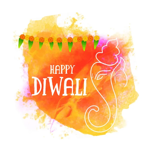 Indisk Festival Diwali Firandet Gratulationskort Design Med Line Art Illustration — Stock vektor