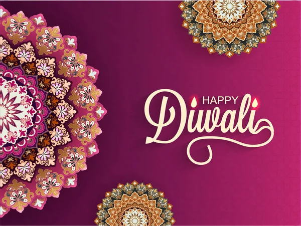 Nádherný Květinový Design Pozadí Tmavě Stylový Textem Šťastný Diwali Lze — Stockový vektor