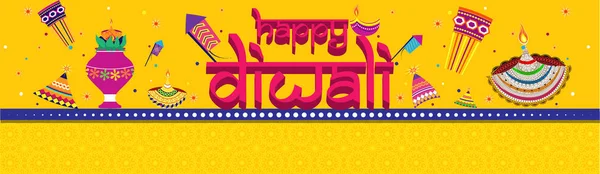 Sosyal Medya Banner Tasarımı Ile Şık Hat Mutlu Diwali Hint — Stok Vektör