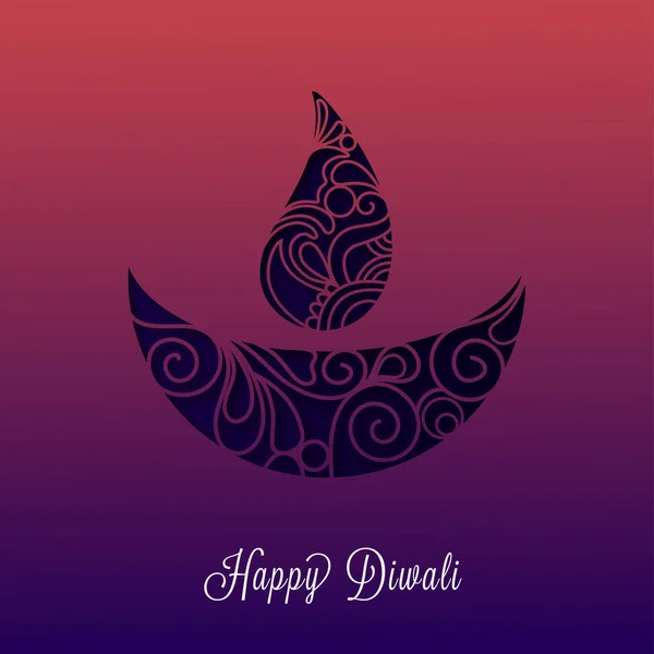 Glücklich Diwali Feier Grußkarte Design Mit Papierausschnitt Stil Diya Öllampe — Stockvektor